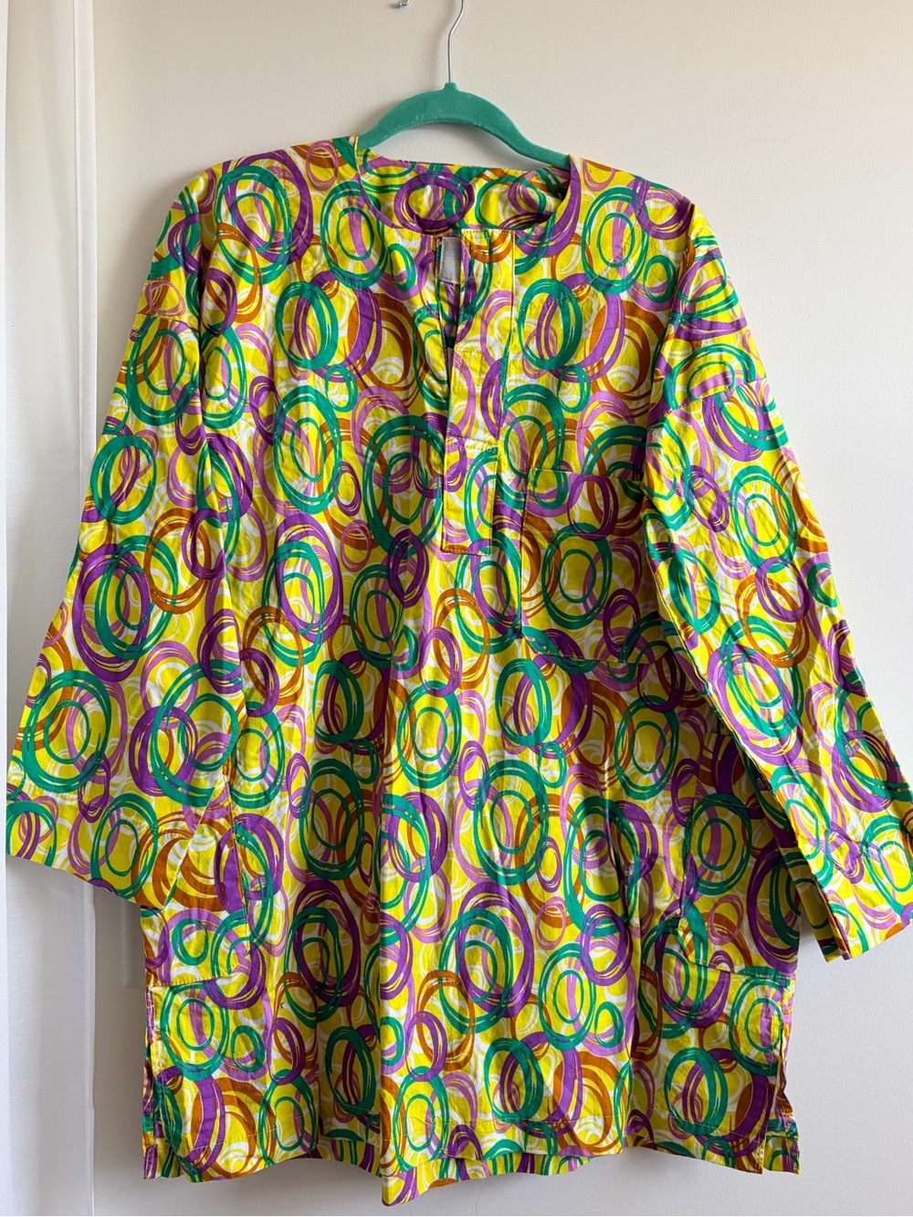 Source Unknown Yellow Multicolor Ring-Print Long Sleeve Tunic and matching pants